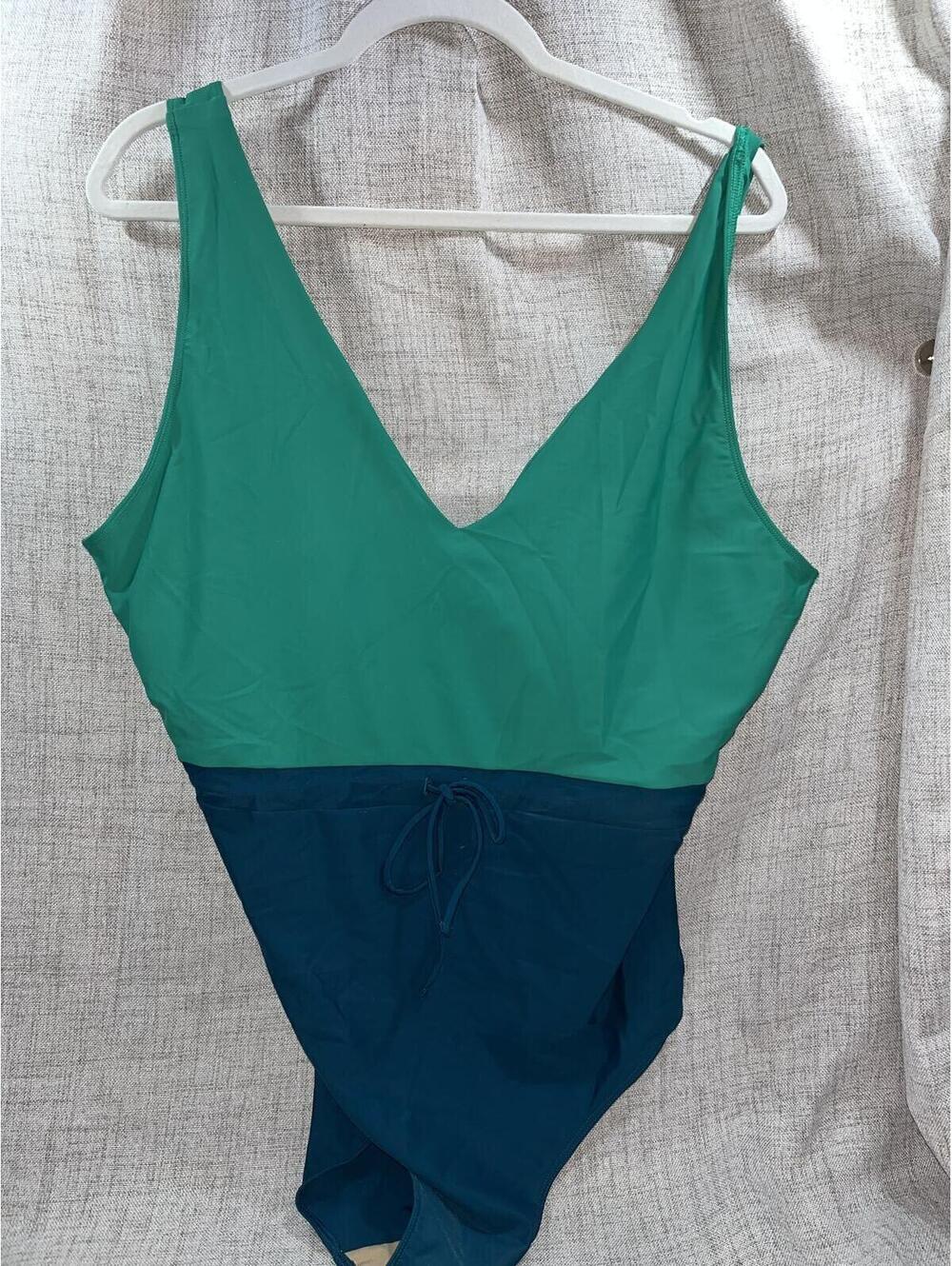 Summersalt Tie Front Color Block Backflip NWoT 22 Seaglass Seaweed